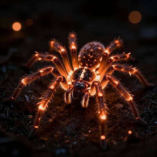 Glowing Spider in Dark Void