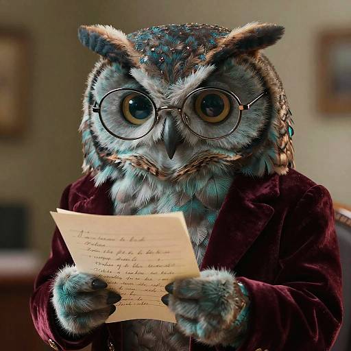 3D Scholarly Owl in Velvet Blazer