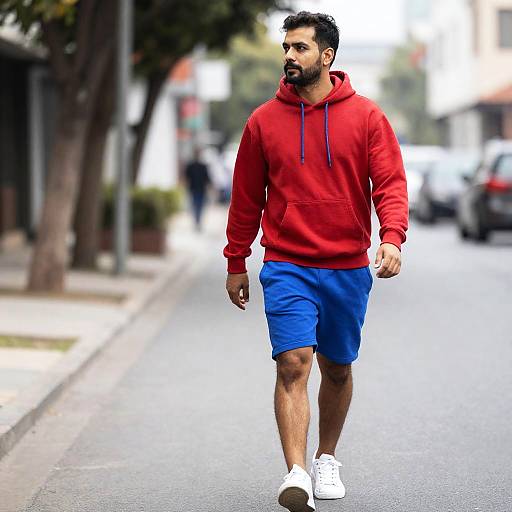 Man in Red and Blue Athleisure