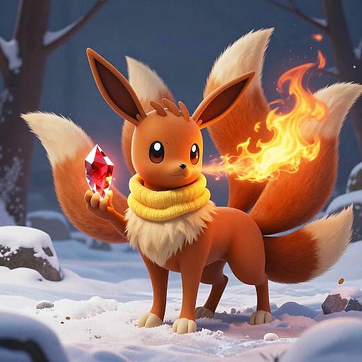 Vulpix-Human Hybrid with Glowing Crystal