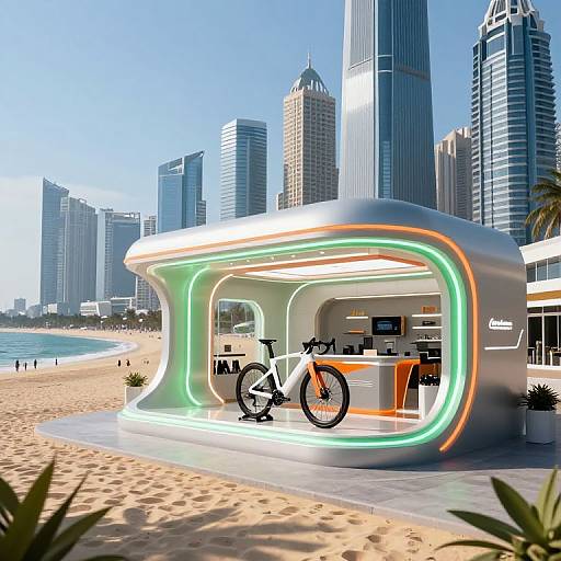 Futuristic Luxury Bike Shop by Beach