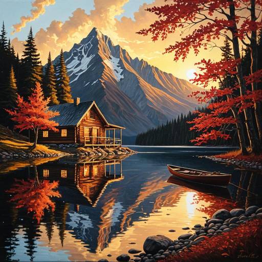 Serene Cabin by Sunset Reflections Serene Cabin by Sunset Reflections