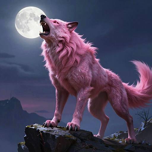 Fierce Pink Werewolf Howling at Twilight