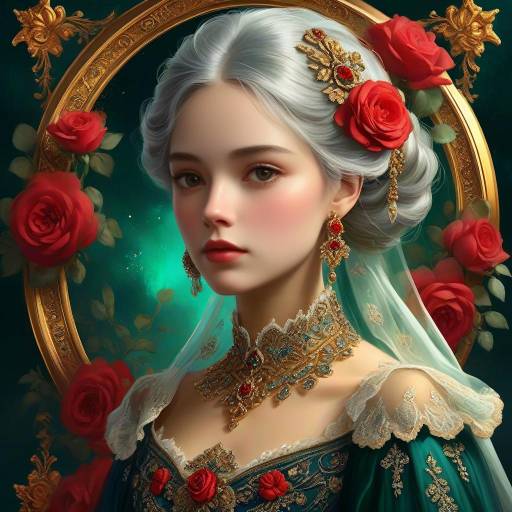 Elegant Baroque Portrait with Roses