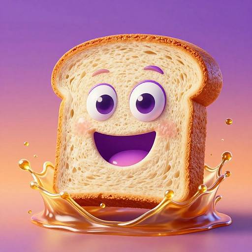 Whimsical Bread Slice with Splash