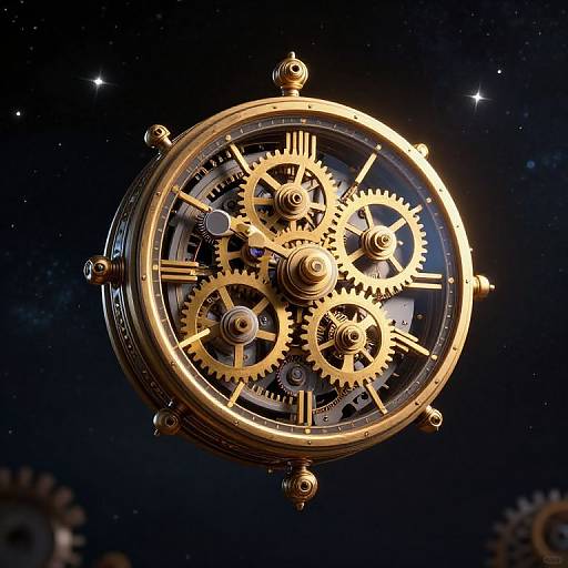 Steampunk Mechanical Clock in Space