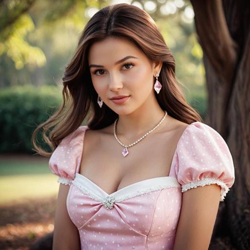 Elegant Princess in Pink Outdoor Scene