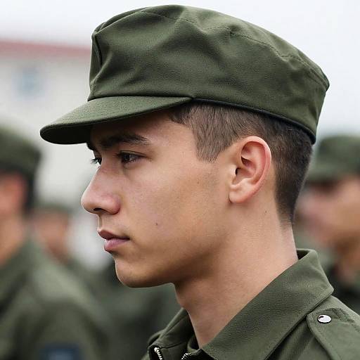 Young Man in Military Style Attire