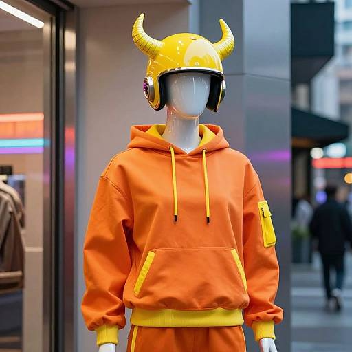 Neon Urban Mannequin in Vibrant Outfit