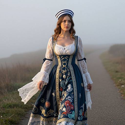 Nautical Woman in Elaborate Sea Costume