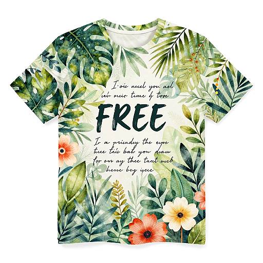 Watercolor floral silhouette of a T-shirt with 