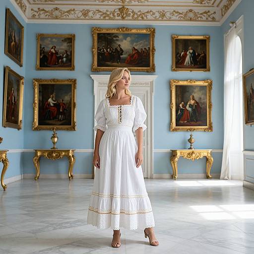 Blonde Woman in Baroque Room