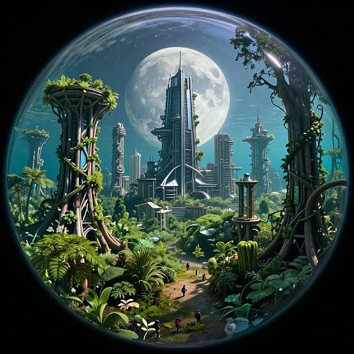 Futuristic Forest Within Crystal Orb