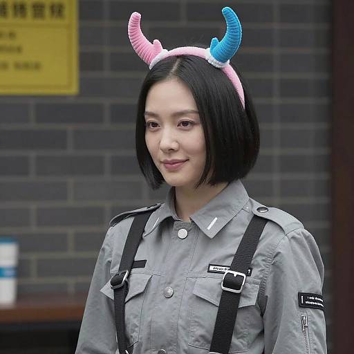 Portrait of Asian Woman with Horn Headbands