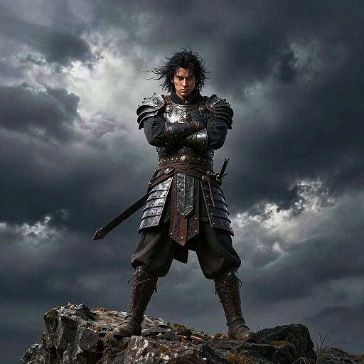 Defiant Lone Warrior on Cliff