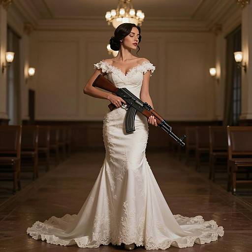 Dramatic Wedding Portrait with AK-47