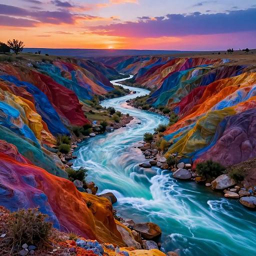 Surreal Vibrant Rivers Defying Gravity