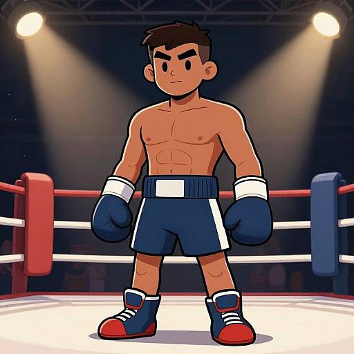 Cartoon Male Boxer with Eight-Pack Abs
