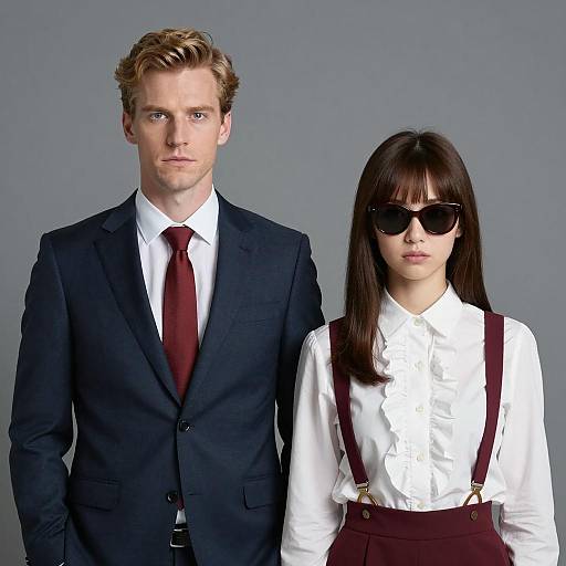 Stylish Couple in a Gray Setting