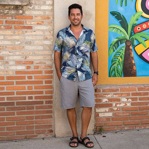Tropical Casual Man with Vibrant Murals