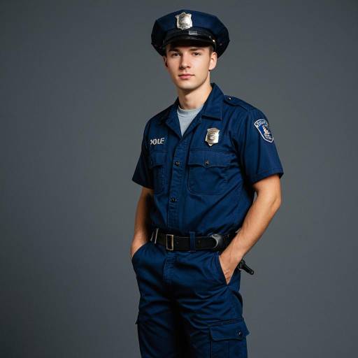 Realistic Police Uniform Portrait of Boy