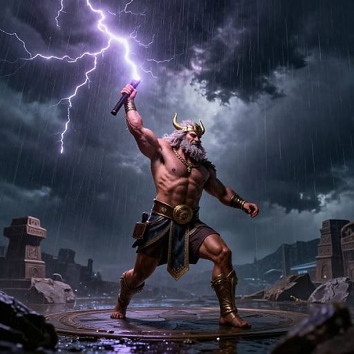Zeus Hurling Lightning on Mount Olympus
