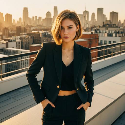 Chic Inverted Bob with City Skyline