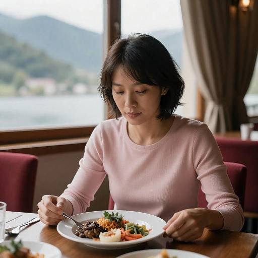 Serene Indoor Dining with Mountain View