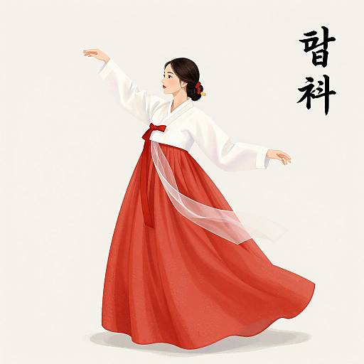 Elegant Hanbok Woman Illustration