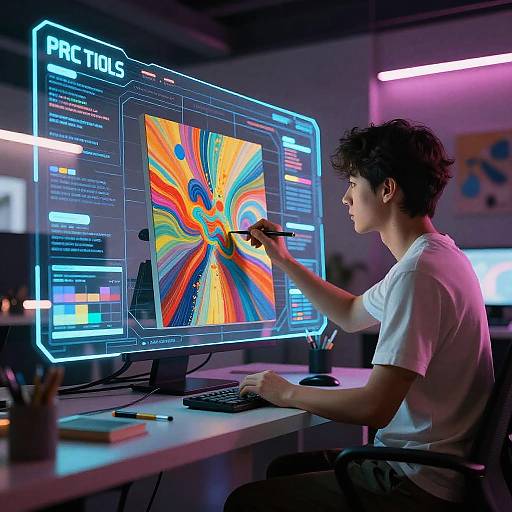 Futuristic AI Art Studio Scene