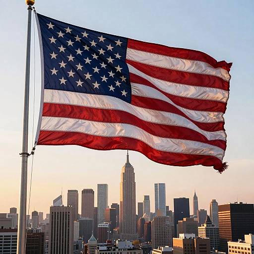 US Empire Flag Over Futuristic Skyline