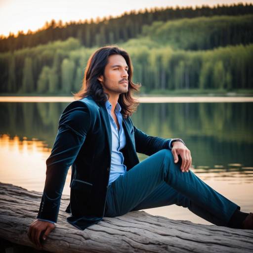 Adventurous Man by a Serene Lakeside