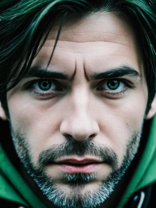 Close-up Portrait of Man with Green Eyes