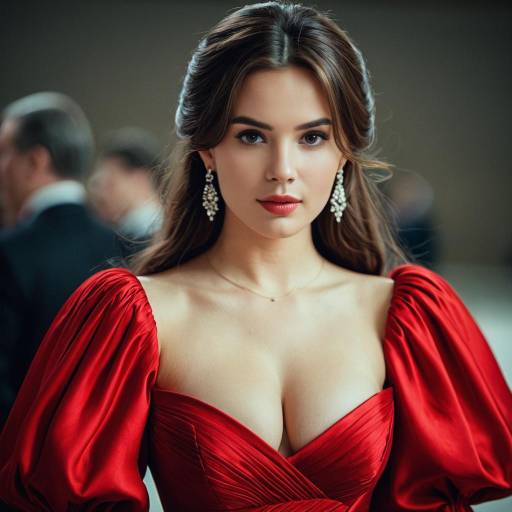Elegant Girl in a Stunning Red Gown