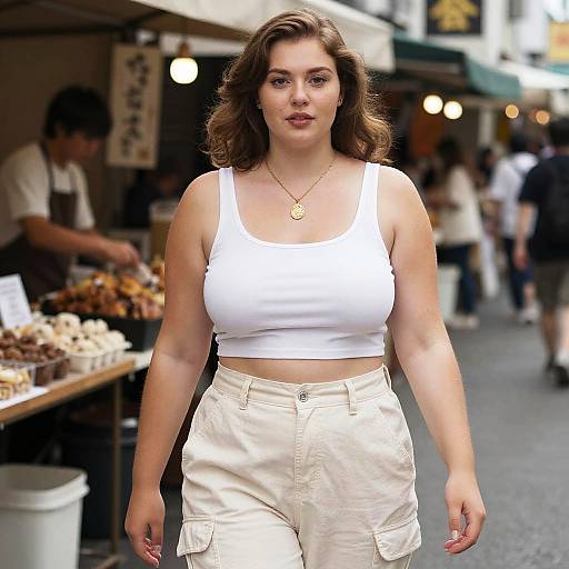 Plus-Size Woman at Tokyo Street Market