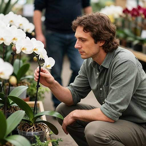 Contemplative Man in Garden Setting