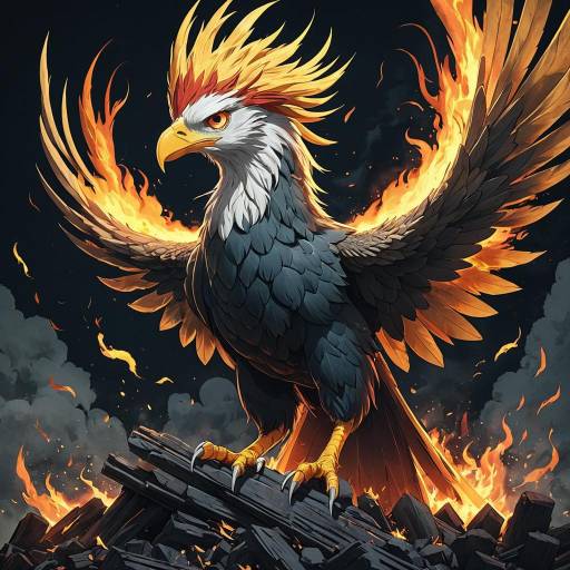 Phoenix Rising from Ashes Illustration
