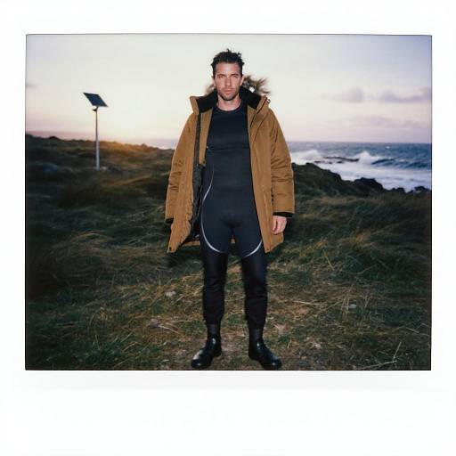 Man in Earthy Coastal Techwear