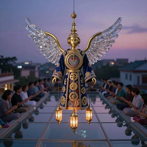 Brass Nightingale in a Dusk Temple