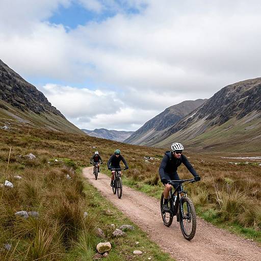 Cyclists Biking on Mountain Trail in Scotland