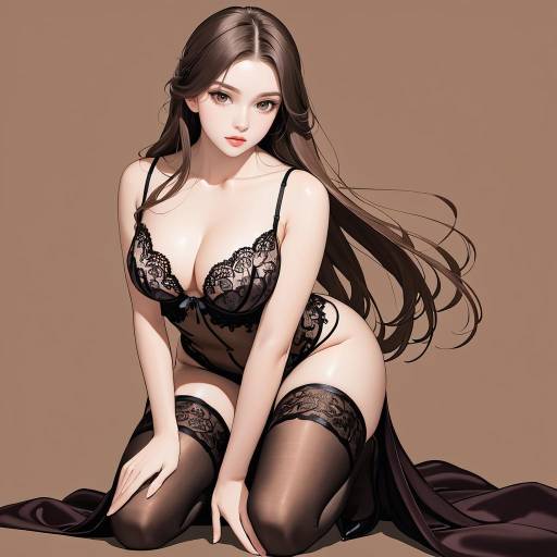 Woman in Black Lingerie and Stockings