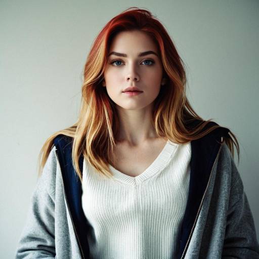Young Woman with Multicolored Hair and Casual Layers