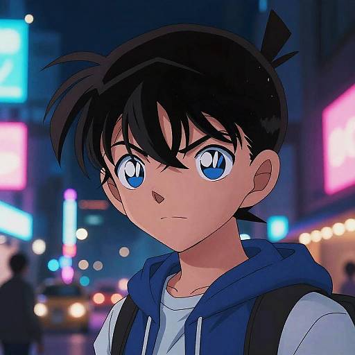 Blue Eyed Anime Characters in Neon City