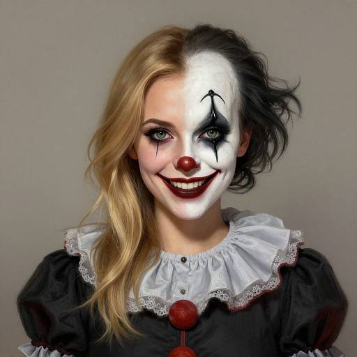 Goth Woman Half Human, Half Sinister Clown