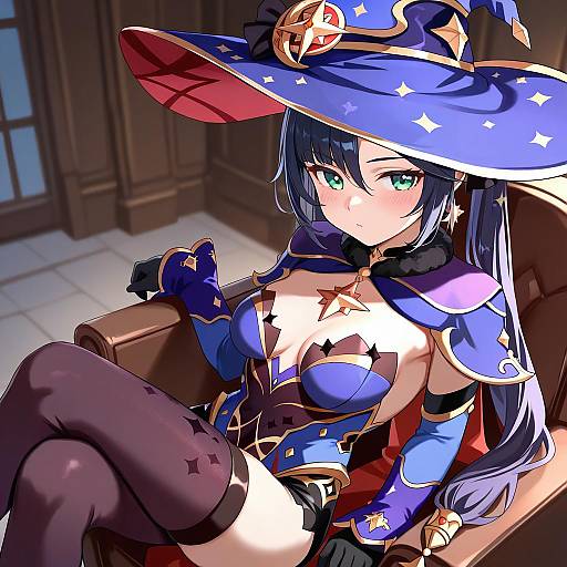 Illustration of Mona (pact of stars and moon) (genshin impact), genshin impact in the style of Elizabeth (tomas21)