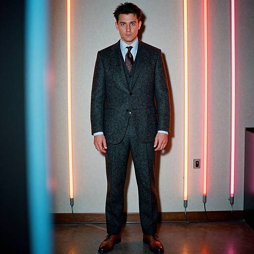 Confident Man in Tweed Suit