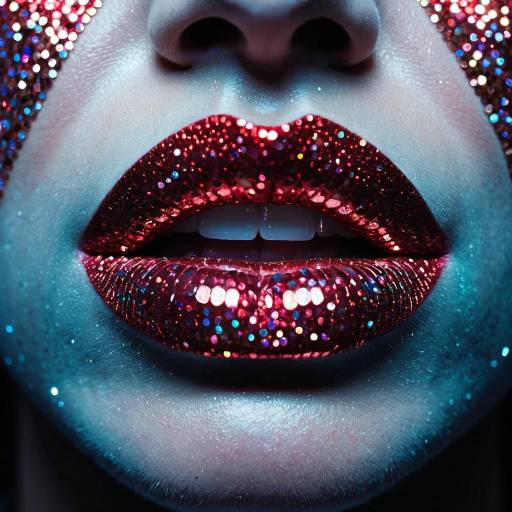 Glittery Ruby Red Lips Close-up Glittery Ruby Red Lips Close-up