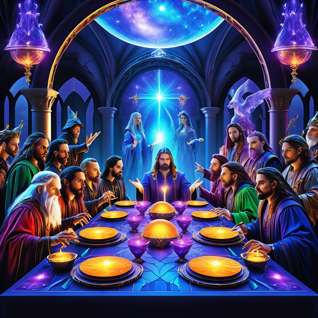 Fantasy Wizards in a Mystical Last Supper