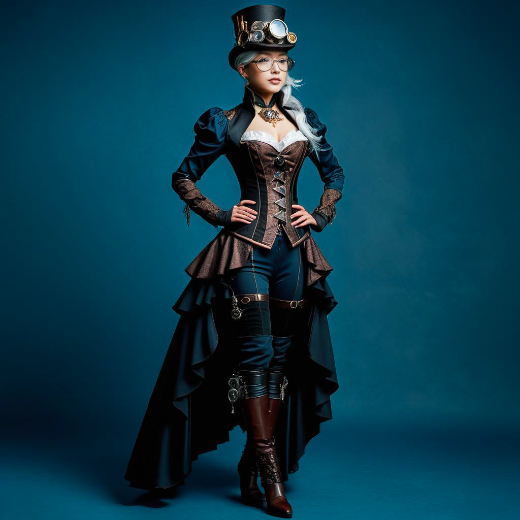 Steampunk Noblewoman in Arctic Blue