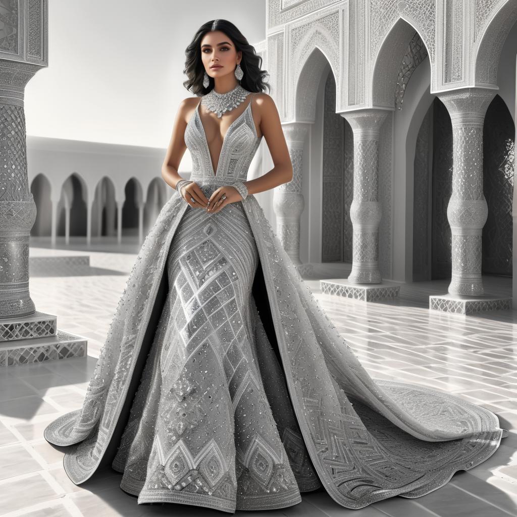 Luxurious Diamond Dress on Middle-Eastern Woman